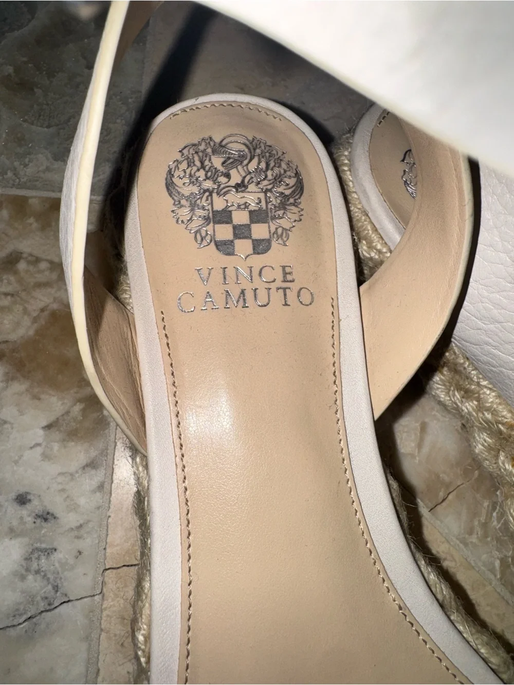 Vince Camuto Ivory Leather Espadrille Platform Sandals Size 9